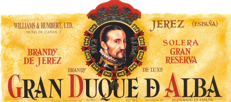 Duque de Alba por Antonio Moro en la etiqueta del brandy