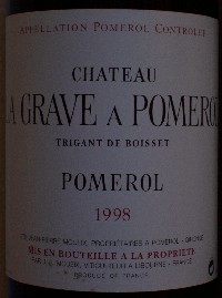 Chteau La Grave  Pomerol, Trigant de Boisset 1998