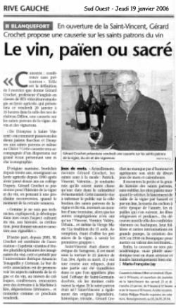 Sud Ouest 19 janvier 2006