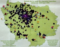 Carte du vignoble francilien, 2005, VFR.